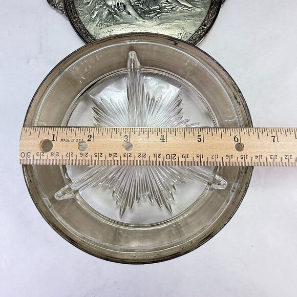 Vintage PNCW Silverplate Covered Divided Glass Relish Tray - Picture 13 of 14